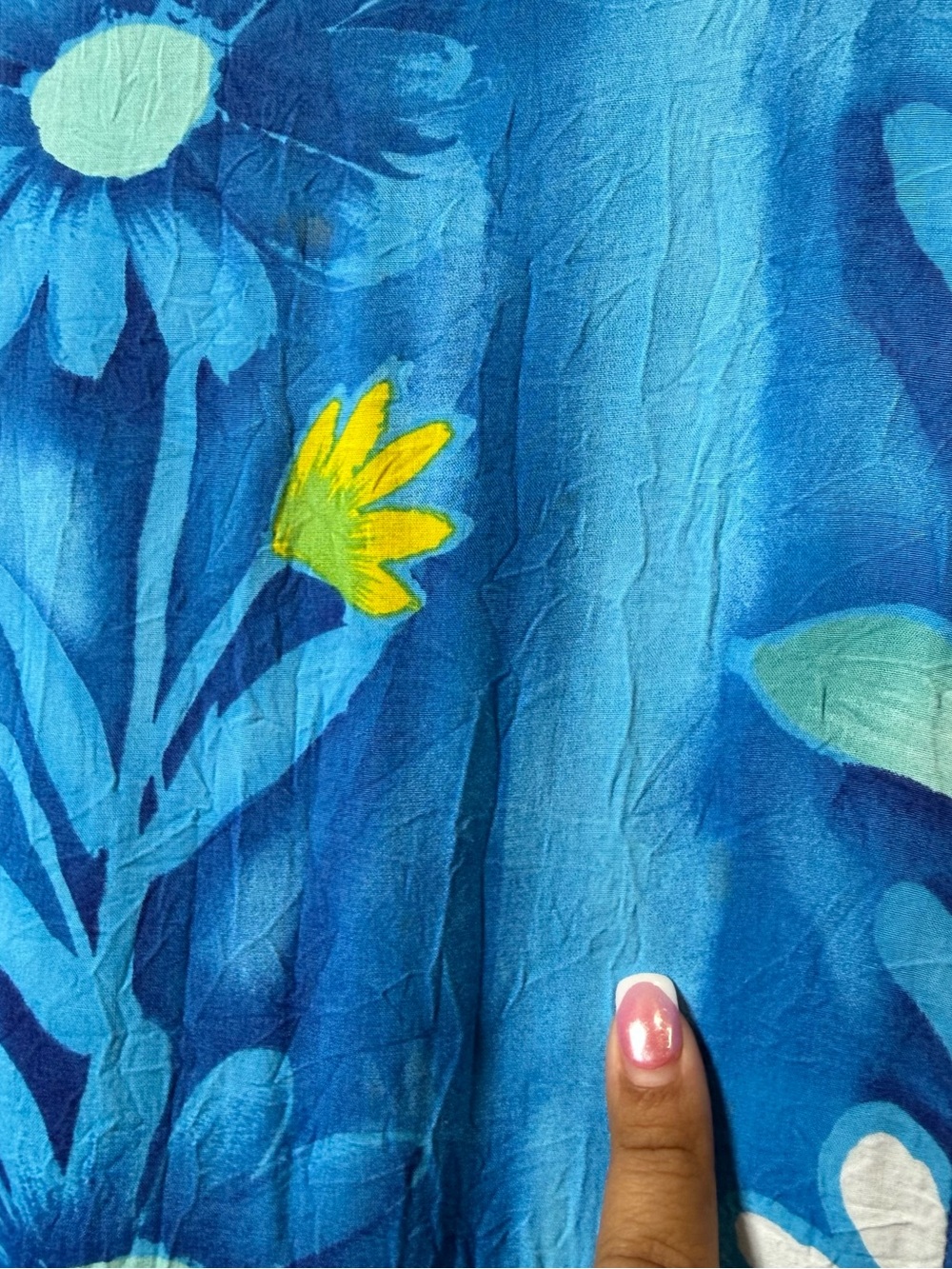 Vintage 90s Jams World Dress Womens small Blue Midi Floral Blue Pockets FLAWED - Picture 5 of 16